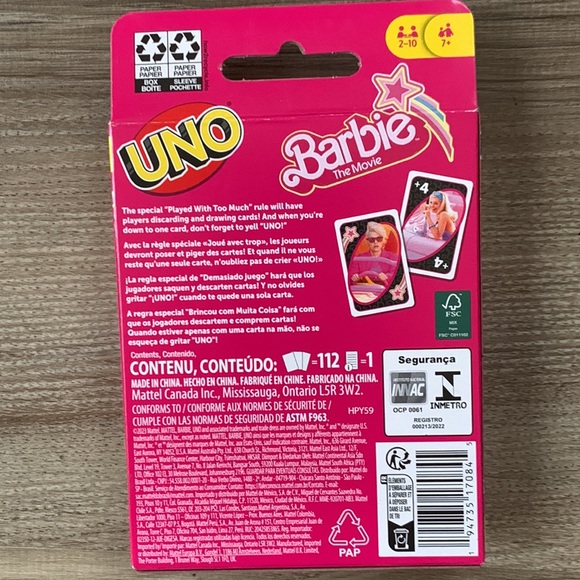 Barbie The Movie Edition UNO Cards Playing Card Game New Collectible - Picture 2 of 4
